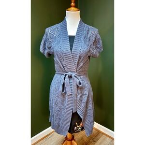 Sonoma‎ Life + Style Blue Knit Tie Front Cardigan Sweater Women's L